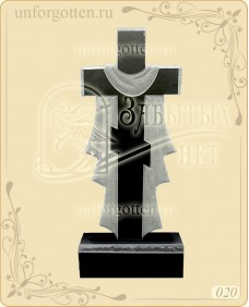 Памятник из гранита вертикальный №020 - прямой крест с полотном